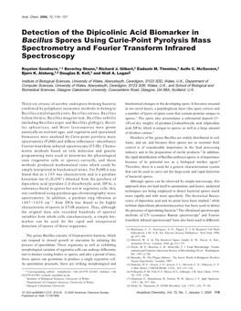 Detection of the Dipicolinic Acid Biomarker in Bacillus Spores Using Curie-Point Pyrolysis Mass Spectrometry and Fourier Transform Infrared Spectroscopy