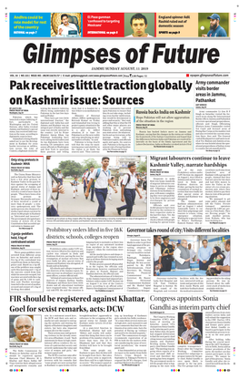 Pak Receives Little Traction Globally on Kashmir Issue