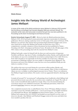 Insights Into the Fantasy World of Archeologist James Mellaart