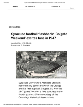 Syracuse Football Flashback: 'Colgate Weekend' Excites Fans in 1947 | Syracuse.Com