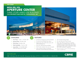 Mesa Del Sol Aperture Center Three Story Mixed-Use Building 5700 University West Blvd Se | Albuquerque, Nm