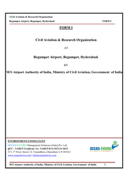 FORM I Civil Aviation & Research Organization Begumpet Airport