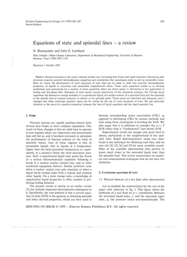 Equations of State and Spinodal Lines a Review