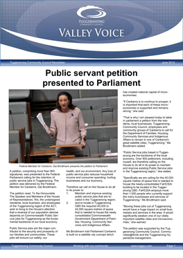 Public Servant Petition Presented to Parliament