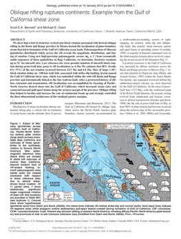 Oblique Rifting Ruptures Continents: Example from the Gulf of California Shear Zone