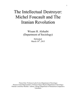 The Intellectual Destroyer: Michel Foucault and the Iranian Revolution