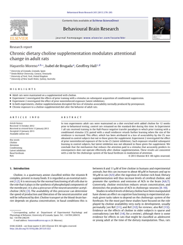 (2013). Chronic Dietary Choline Supplementation Modulates