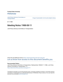 Meeting Notes 1988-08-11