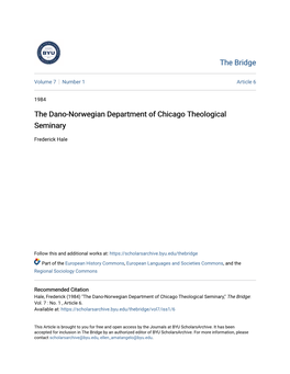 The Dano-Norwegian Department of Chicago Theological Seminary