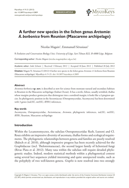 Mycokeys 4:A 9–21 Further (2012) New Species in the Lichen Genus Arctomia: A