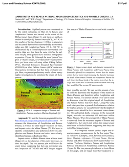 Amphitrites and Peneus Paterae, Mars:Characteristics and Possible Origins