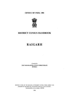 District Census Handbook, Raigarh