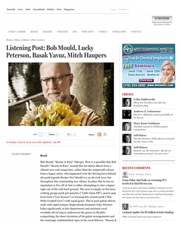 Listening Post: Bob Mould, Lucky Peterson, Basak Yavuz, Mitch Haupers