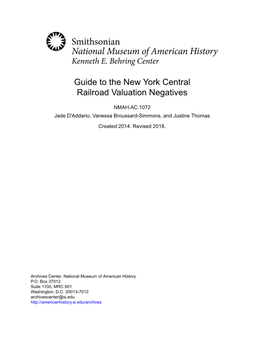 Guide to the New York Central Railroad Valuation Negatives