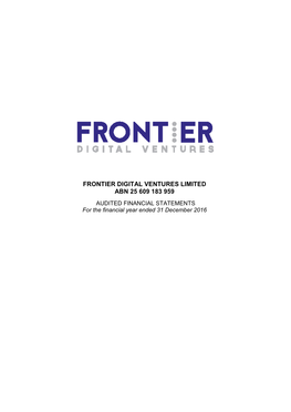 Frontier Digital Ventures Limited Abn 25 609 183 959