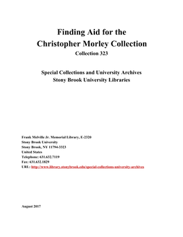 Finding Aid for the ​​Christopher Morley Collection