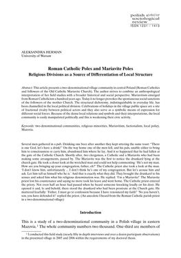 Roman Catholic Poles and Mariavite Poles Religious Divisions As a Source of Differentiation of Local Structure