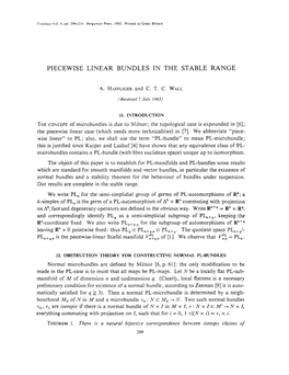 Piecewise Linear Bundles in the Stable Range