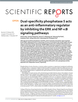 Dual-Specificity Phosphatase 5 Acts As an Anti-Inflammatory Regulator By