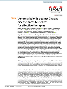 Venom Alkaloids Against Chagas Disease Parasite: Search for Efective Therapies Rafael C