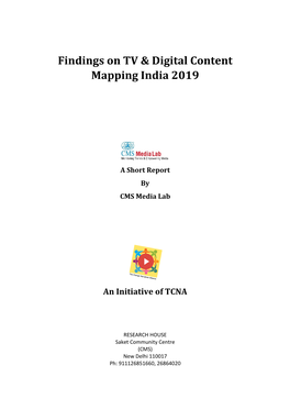 Findings on TV & Digital Content Mapping India 2019