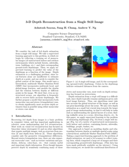 3-D Depth Reconstruction from a Single Still Image