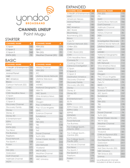 CHANNEL LINEUP Point Mugu