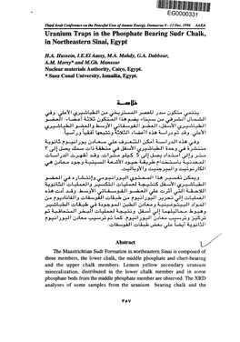 Uranium Traps in the Phosphate Bearing Sudr Chalk, in Northeastern Sinai, Egypt