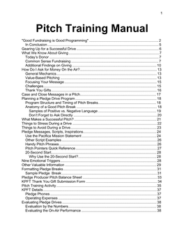 Pitch Training Manual