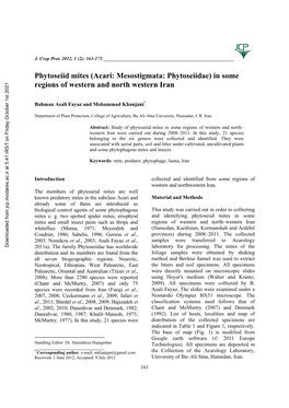 Phytoseiid Mites (Acari: Mesostigmata: Phytoseiidae) in Some Regions of Western and North Western Iran