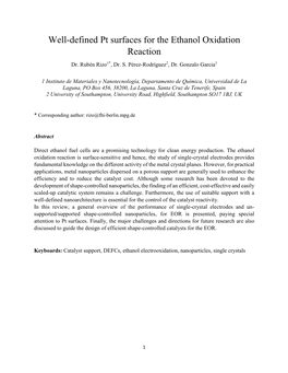 Well-Defined Pt Surfaces for the Ethanol Oxidation Reaction Dr