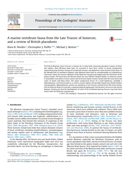 A Marine Vertebrate Fauna from the Late Triassic of Somerset, and A