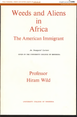 Weeds and Aliens in Africa the American Immigrant