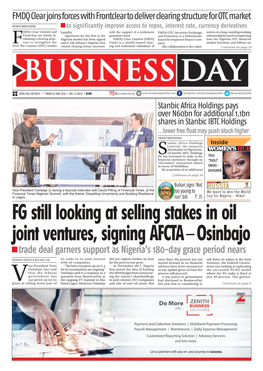 FG Still Looking at Selling Stakes in Oil Joint Ventures, Signing AFCTA Osinbajo Trade Deal Garners Support As Nigeria’S 180-Day Grace Period Nears