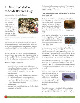 An Educator's Guide to Santa Barbara Bugs