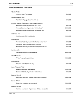 MES-Päätökset AUDIOVISUAALINEN TUOTANTO