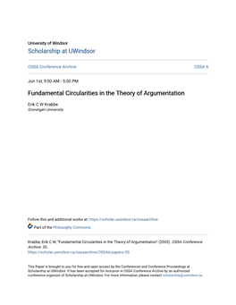 Fundamental Circularities in the Theory of Argumentation