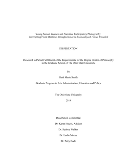 Young Somali Women and Narrative Participatory Photography: Interrupting Fixed Identities Through Dumarka Soomaaliyeed Voices Unveiled