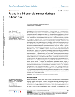 Pacing in a 94-Year-Old Runner During a 6-Hour Run