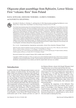 Oligocene Plant Assemblage from Rębiszów, Lower Silesia: First “Volcanic Flora” from Poland