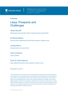 Libya: Prospects and Challenges