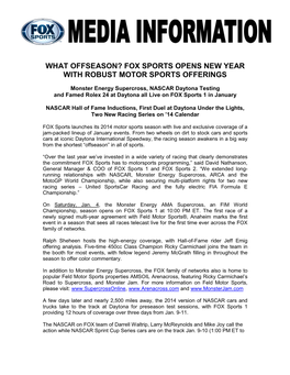 What Offseason? Fox Sports Opens New Year with Robust Motor Sports Offerings