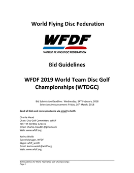 World Flying Disc Federation Bid Guidelines WFDF 2019 World