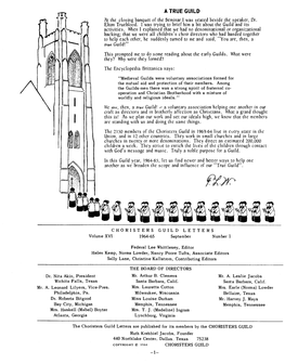 Iletiltil CHORISTERS GUILD LETTERS Volume XVI� 1964-65� September� Number 1