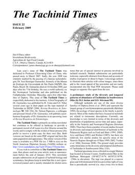 View the PDF File of the Tachinid Times, Issue 22