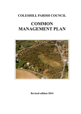 Common Management Plan 2014 Page 1 Common, for Which a Committee Has Been Established