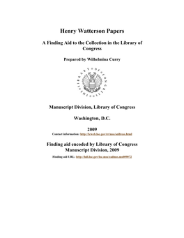 Henry Watterson Papers