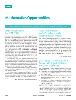 Mathematics Opportunities