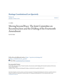 The Joint Committee on Reconstruction and the Drafting of the Fourteenth Amendment, 42 Hastings Const