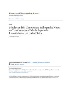 Scholars and the Constitution: Bibliographic Notes on Two Centuries of Scholarship on the Constitution of the United States
